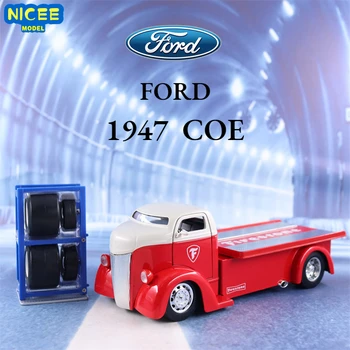 1:24 1947 Ford COE High Simulation Отлитый под давлением Автомобиль Из металлического сплава, Модель автомобиля, коллекция детских игрушек, подарки J173