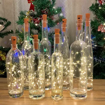 1 М 2 М 3 М Подсветка для винных бутылок с пробковой гирляндой Для Рождественской вечеринки, свадебного украшения, светодиодные гирлянды, батарейки, сказочные огни, 2 шт.