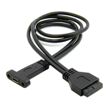 1 шт. Однопортовый USB 3.1 Type C USB-C Женский к материнской плате USB 3.0 19Pin Кабель для подключения коллектора Черный 50 см