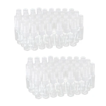 100 упаковок пустых прозрачных пластиковых бутылок для распыления мелкого тумана с салфеткой из микрофибры, контейнер многоразового использования объемом 20 мл