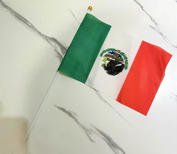 100 шт. Ручной флаг Мексики 14x21 см mx, машущий рукой для предвыборного парада и марша с пластиковым флагштоком