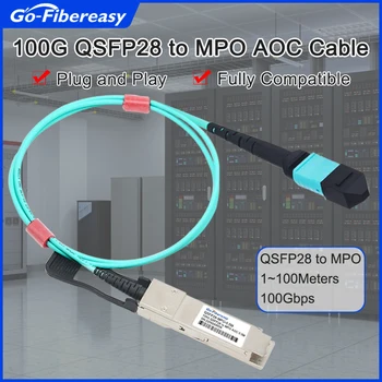 100G QSFP28 к кабелю MPO AOC 0,5 м, 1 м, 2 м, 3 м, 5 м ~ 30 м Активный оптический кабель QSFP28-12Core MPO для Juniper, Zte, HW, Intel Fiber Switch