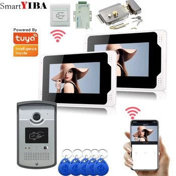 1080P 7-Дюймовый Цветной Сенсорный экран Wifi Домофон Видеодомофон TUYA Smart APP Home Intercom Kit для Системы контроля доступа RFID
