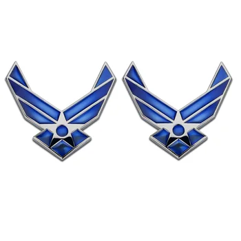 2 шт. Металлический Значок ВВС США Эмблема ВВС США Синие Крылья Наклейка На Автомобиль Наклейка Автомобильные Аксессуары