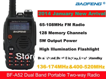 2014 ЯНВАРЬ НОВОЕ поступление Baofeng BF-A52 136-174 МГц и UHF400-520 МГц Двухдиапазонный 5 Вт/1 Вт 128 Канальный FM 65-108 МГц Портативный двухсторонний радиоприемник