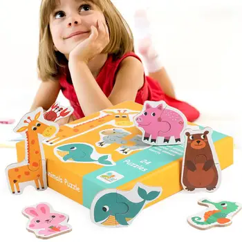 24 шт./компл. Детская игра-головоломка на тему Познания животных, развивающая игрушка для детей