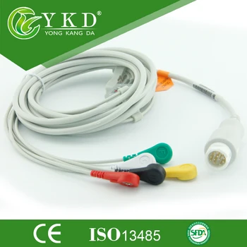 5 Шт./лот, Совместимый с кабелем ЭКГ Min-dray T5/T6/T8, 5 выводов, 12 контактов, медицинский TPU