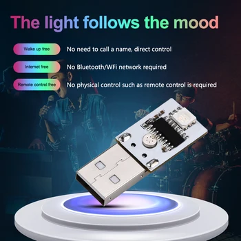 5V 1A Светодиодный Интеллектуальный Модуль Ночного Освещения С Голосовым Управлением На английском Языке, 6 Цветов, USB-Плата С Голосовым Управлением, Без Пульта дистанционного Управления