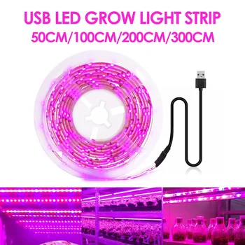 5V USB LED Plant Grow Light Фитолампа полного спектра 1 м 2 м 3 м Лента для семян, Цветочная теплица, Палатка, Освещение гидропонных растений
