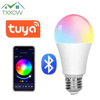 Bluetooth Умная Лампа Tuya APP Control С Регулируемой Яркостью 15 Вт E27 RGB + CW + WW Светодиодная Лампа Для Изменения цвета, Совместимая с IOS/Android, Супер яркая