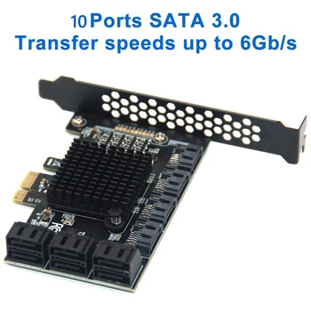 Chi a Mining SATA PCIE 1X Адаптер 6/10 Портов PCI-E X1 на SATA 3,0 6 Гбит/с Riser Карта расширения для Настольных ПК Компьютерные Дополнительные карты