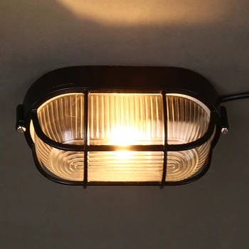 E27 Овальный светодиодный настенный светильник из алюминиевого Стекла, Переборка, Наружный Водонепроницаемый IP54, Ретро-светильник для ванной Комнаты, потолочный светильник для Поверхностного монтажа