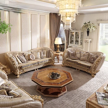 Huangjia Palace Европейский стиль диван из цельного дерева на заказ вилла мебель для гостиной ручной работы двусторонний резной диван 123 combinat