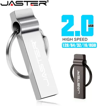 JASTER USB2.0 Металлический флэш-диск 4 ГБ 8 ГБ 16 ГБ 32 ГБ 64 ГБ Бесплатная Гравировка Логотипа Брелок C-адаптер Подарок на Выпускной Сезон Memory Stick