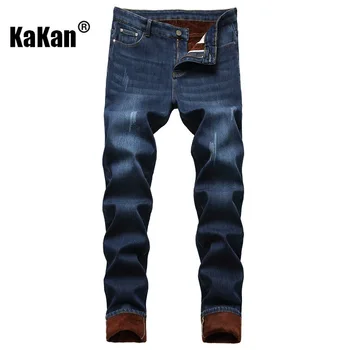 Kakan - Новые осенне-зимние Плюшевые джинсы из Европы и Америки для мужчин, Эластичные молодежные мужские брюки, Джинсовые брюки K2-932