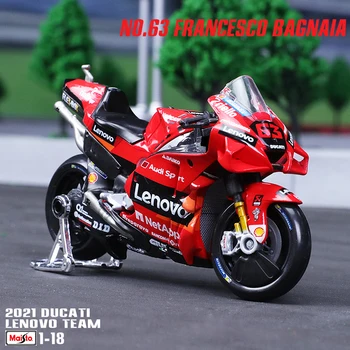 Maisto 1:18 2021 Ducati Lenovo Team #63 Francesco Bagnaia #43 2018 Лицензионная Имитационная Модель автомобиля из сплава, Коллекция игрушек для мотоциклов