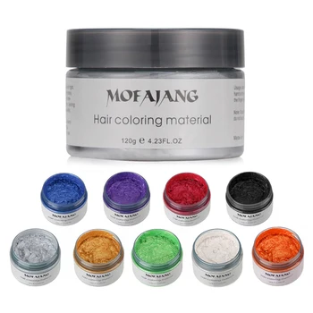 Mofajang Color Восковая краска для волос, Помада для укладки, Серебристо-серый Одноразовый Натуральный гель-крем для женщин и мужчин
