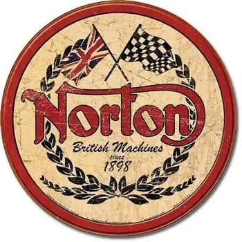 Norton Motorcycles Круглая жестяная металлическая вывеска, 16x13 по скидке на плакат