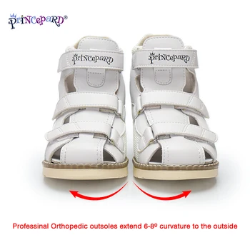 Princepard/ Летние детские ортопедические сандалии для мальчиков и девочек, белые сандалии из натуральной кожи европейского размера 20-36, детская обувь