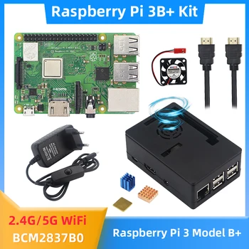 Raspberry Pi 3 Модель B + Обновление BCM2837B0 64-разрядный Wi-Fi 2,4 / 5 ГГц Дополнительный корпус Блок питания 3,5-дюймовый сенсорный экран для RPI 3B Plus