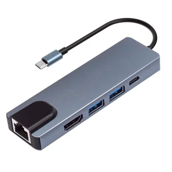 USB-концентратор Type C с блоком питания USB-C Dock Splitter Совместим с телефонами MacBook /Pro / Air Android, ноутбуками, планшетами