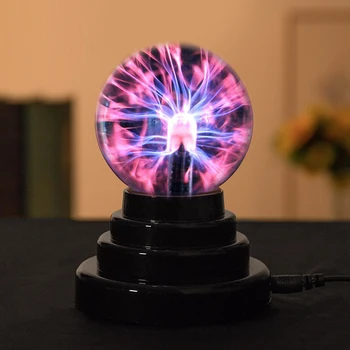 USB Электростатическая ионная шаровая лампа Волшебное черное основание Стеклянная статуэтка Сфера Лампа Световое Украшение Ремесла для вечеринки Декор спальни