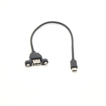 USB2.0 Разъем-розетка для Type-c 3.1, удлинитель для мужчин, Шаг кабеля 30 мм С винтами, отверстие для крепления на панели, кабель USB-C