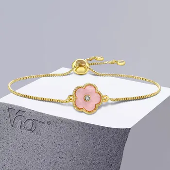 Vnox Шикарные браслеты с подвесками в виде цветов для женщин и девочек, браслет с яркими цветами, подарки для нее, цепочка из 18-каратного золота
