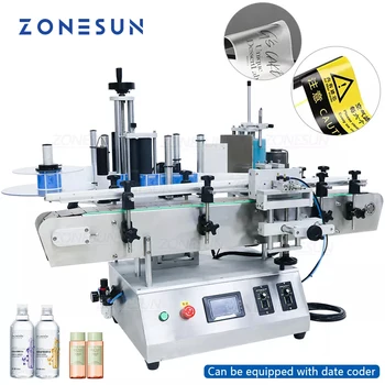 ZONESUN ZS-TB500A Автоматическая двухсторонняя машина для наклеивания этикеток на круглые бутылки с датчиком