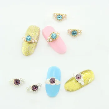 бесплатная доставка, 10 шт., новейшие 3D модные кольца для дизайна ногтей с жемчугом