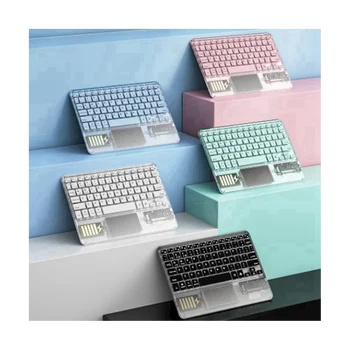 Беспроводная сенсорная клавиатура Клавиатура с подсветкой RGB Клавиатура Прозрачный кристалл Bluetooth Клавиатура Универсальная для ПК, синий