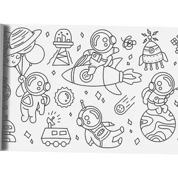 Большой рулон цветной бумаги с отрывной линией, который можно раскрасить на День Рождения Home Astronaut Planet