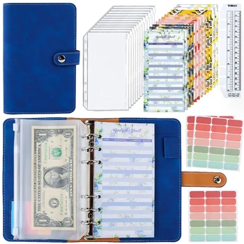 Бюджетный планировщик Класса А6, карманы для ежедневника из искусственной кожи, Система органайзеров для денежных конвертов с прозрачной застежкой-молнией, Листы расходов, Блокнот