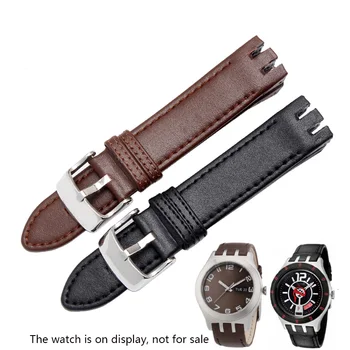 Высококачественный Ремешок из натуральной кожи для часов Swatch YTS401/402 403 409 713 Ремешок для часов YTB400, мужские часы с изогнутым концом, браслет 20 мм