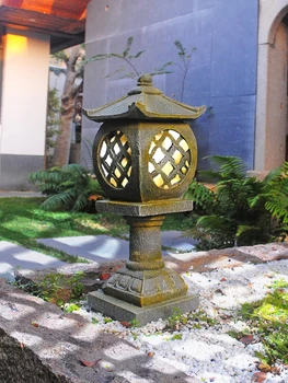 Декоративный светильник для ландшафта внутреннего двора, китайский Ретро-фонарь из Античного камня, Солнечная лампа, Украшения для сада Дзен
