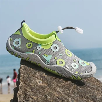Детская водная обувь, Летние дышащие пляжные сандалии для мальчиков и девочек, быстросохнущая водная обувь, Противоскользящие носки босиком для плавания
