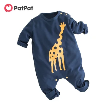 Детский комбинезон с длинными рукавами и принтом жирафа из 100% хлопка PatPat