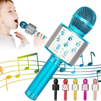 Детский микрофон для пения, беспроводной Bluetooth-караоке-микрофон для взрослых, игрушки для мальчиков и девочек, подарок на день рождения