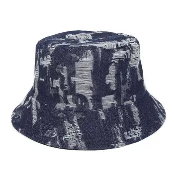 Джинсовая потертая панама для женщин и девочек из промытого хлопка, упаковываемые летние пляжные солнцезащитные кепки для Путешествий, Бесплатная доставка