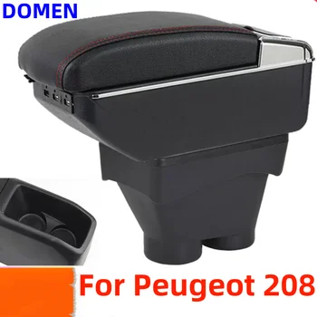 Для Peugeot 208 Подлокотник Коробка 2012-2018 Двухслойный увеличивающий Зарядку через USB Центральная Консоль Для Хранения Украшения Автомобиля Accessories15 16
