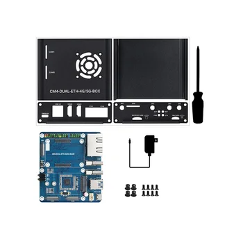 Для Raspberry Pi CM4 Двойной гигабитный порт Ethernet Плата расширения Основная плата вычислительный модуль с корпусом EU Plug