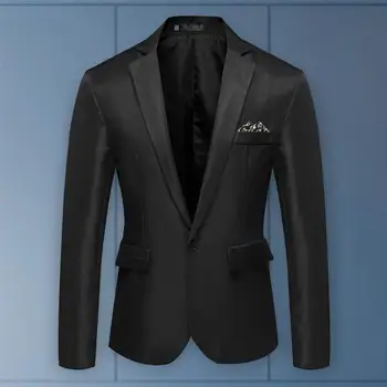 Для официальных мероприятий, для мужчин, Легкий Элегантный мужской приталенный костюм с лацканами, пальто с карманами для деловой свадьбы, вечеринки, Черный, белый