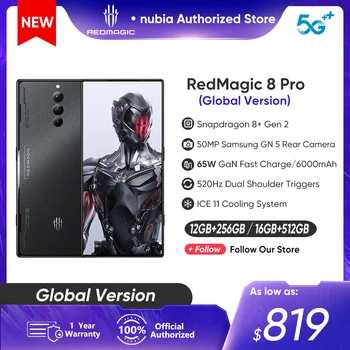 Игровой телефон Nubia RedMagic 8 Pro 5G глобальной версии, смартфон Snapdragon 8 Gen 2, быстрая зарядка 6000 мАч 65 Вт для мобильного телефона Red Magic 8