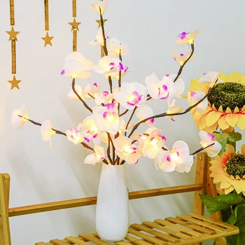 Имитация искусственного цветка, ветка орхидеи, светодиодный ночник, наполнитель для вазы, цветочные сказочные огни для свадебного декора на День Святого Валентина