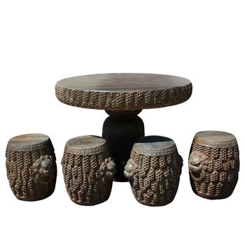 Каменный стол на заказ, каменная скамейка, сад во внутреннем дворе, уличный антикварный чайный столик из голубого камня, каменный стол, мраморный стол и стул