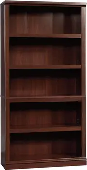 Коллекционный книжный шкаф с 5 полками, отделка вишневого цвета