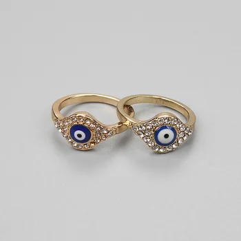 Кольцо с кристаллами Золотого цвета Lucky Eye, капля масла, Турецкое кольцо от сглаза Для мужчин и женщин, модные украшения EY75