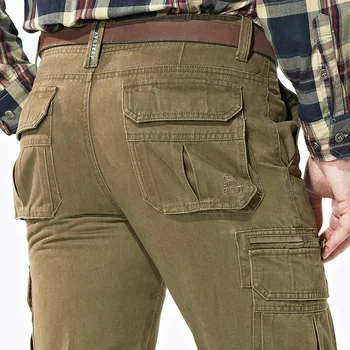 Комбинезоны, мужские брюки, военная форма, весна и осень, чистый хлопок, Размер, Свободные брюки, Повседневные брюки с несколькими карманами, мужские брюки