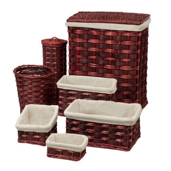 Комбинированный набор из плетеной корзины для белья и ванны из 7 предметов, шоколадно-коричневый