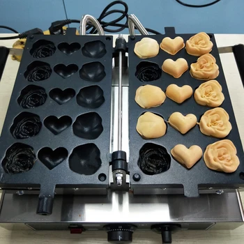 Коммерческая электрическая вафельница, вафельная машина в форме розы, мини-машина для приготовления вафель в форме сердца, Оборудование для выпечки